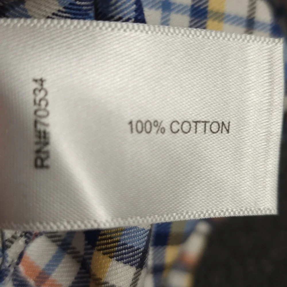 ORVIS Mens Wrinkle Free Long Sleeve Plaid Button Up Shirt‎ Cotton